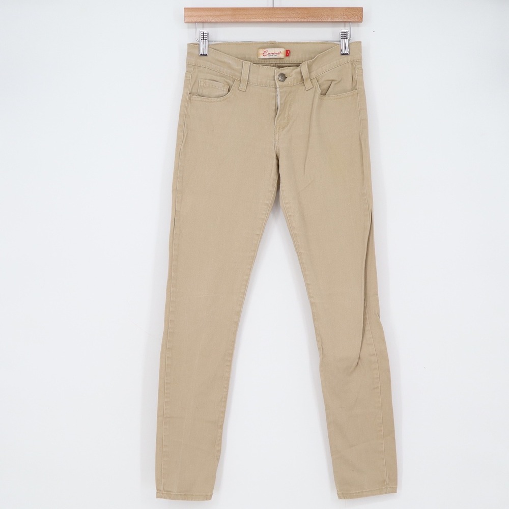 Eunina Pants Women Khaki Tan Skinny Stretch Cotton Excellent